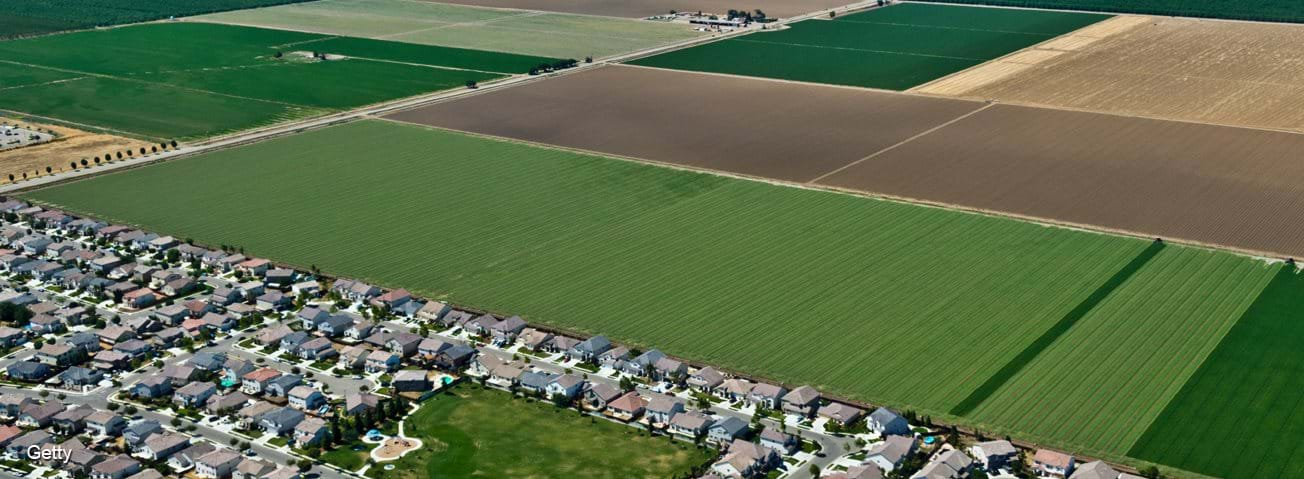 Suburbs and farmland