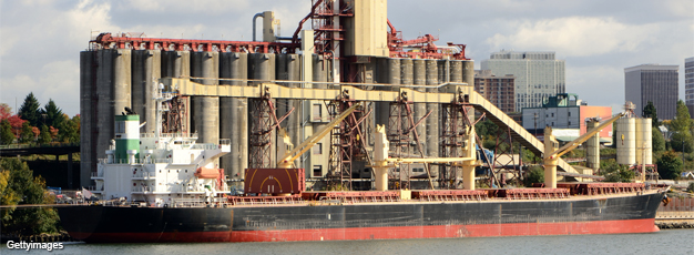 Grain ship at dock