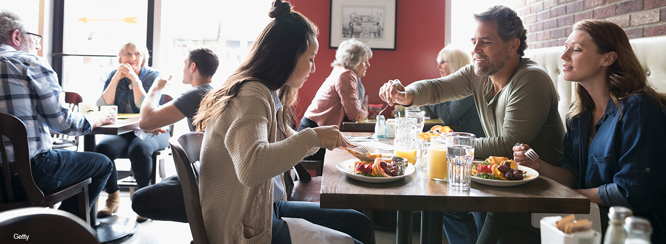 Family eating out at a restaurant