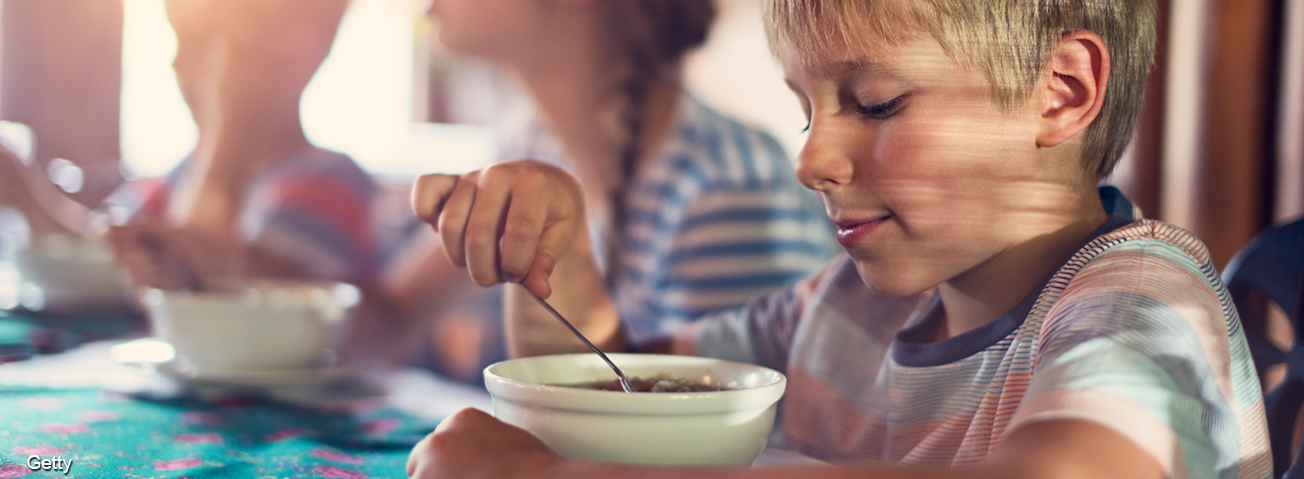 Children eating a meal