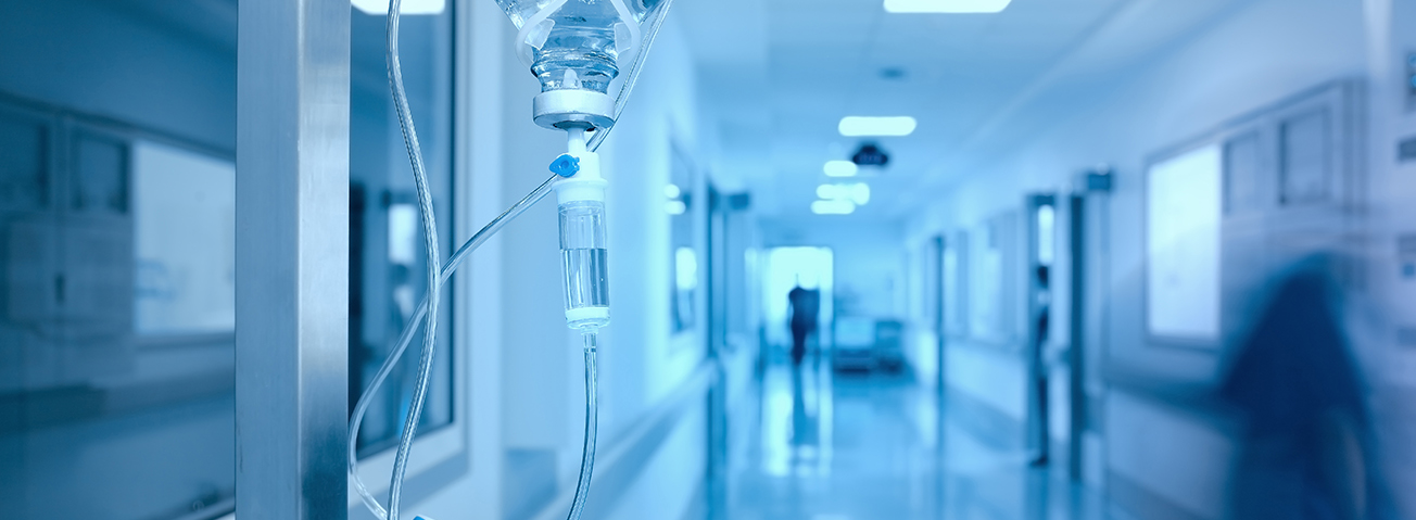 Photo image of hospital hallway with blue overtones