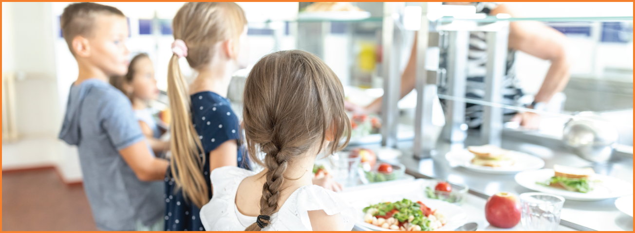 Photo of children in a school cafeteria.