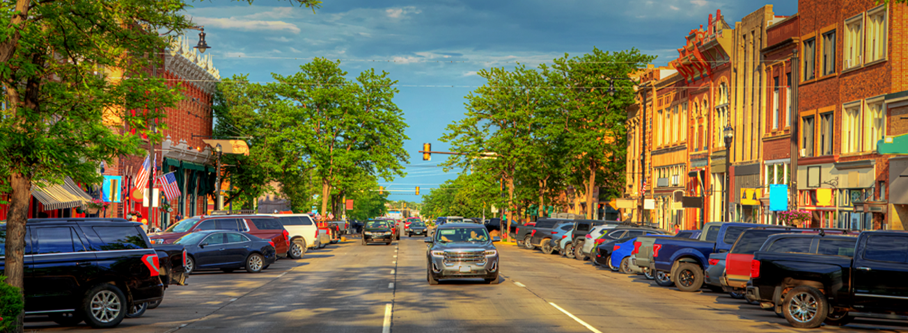 Photo of downtown in a U.S. small town.