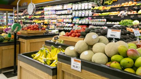 Produce section in a supermarket