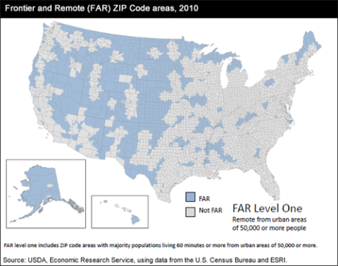 Frontier and Remote (FAR) Zip Code areas map, 2010; FAR Level One