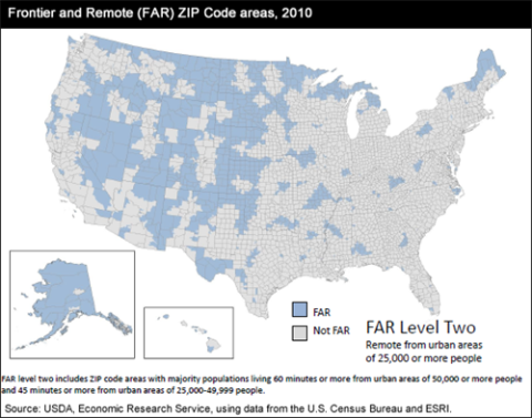 Frontier and Remote (FAR) Zip Code areas map, 2010; FAR Level Two