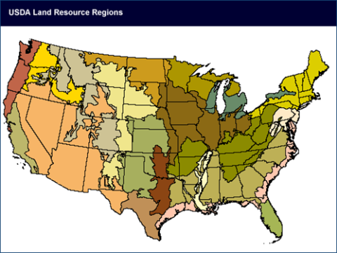 USDA Land Resource Regions Map