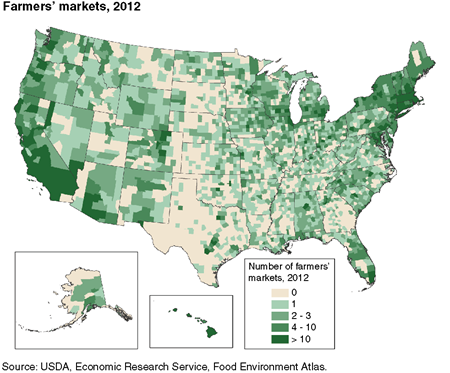 Farmers' Markets Concentrated in Metro Counties