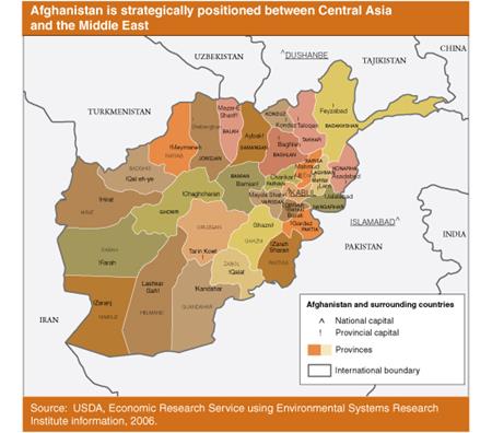 Afghanistan is strategically positioned between Central Asia and the Middle East